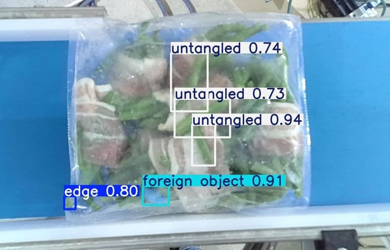 Defect detection on a food line